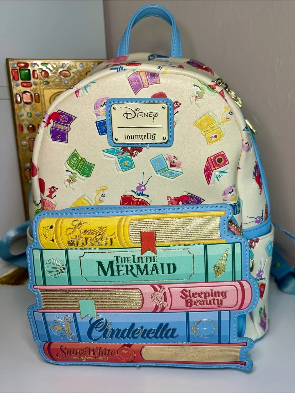Disney x Loungefly Stacked Princess Books Mini Backpack - Cream & Pastel